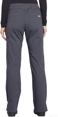 Women Scrubs Set Workwear Professionals WW665 V-Neck Top & WW170 Mid Rise Straight Leg Pull-on Cargo Pant, Pewter- L Top/L Pant in Saudi Arabia