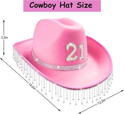 JUSTOTRY 21st Birthday Pink Cowboy Hat with Rhinestone - 21 Birthday Outfit Gifts for Women Cowgirl Hats with Wide Brime in Saudi Arabia