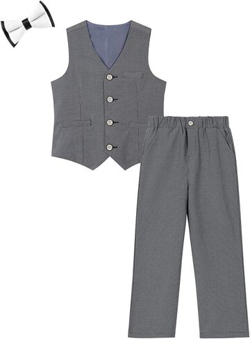 طقم ملابس رسمية مكونة من 3 قطع بأزرار للأسفل للأولاد الصغار، مكون من سترات وبنطال in Kuwait