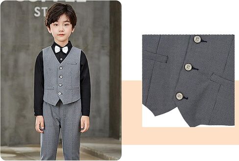 طقم ملابس رسمية مكونة من 3 قطع بأزرار للأسفل للأولاد الصغار، مكون من سترات وبنطال in Kuwait