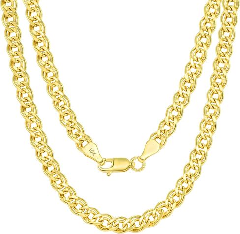 Nuragold 10K Yellow Gold 4.5mm Double Cuban Curb Link Chain Pendant Necklace, Mens Women Jewelry Lobster Clasp 18" 20" 22" 24" 26" in Saudi Arabia