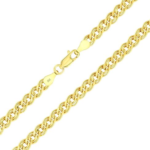 Nuragold 10K Yellow Gold 4.5mm Double Cuban Curb Link Chain Pendant Necklace, Mens Women Jewelry Lobster Clasp 18" 20" 22" 24" 26" in Saudi Arabia