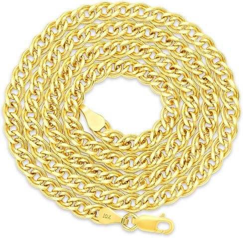 Nuragold 10K Yellow Gold 4.5mm Double Cuban Curb Link Chain Pendant Necklace, Mens Women Jewelry Lobster Clasp 18" 20" 22" 24" 26" in Saudi Arabia
