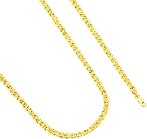 Nuragold 10K Yellow Gold 4.5mm Double Cuban Curb Link Chain Pendant Necklace, Mens Women Jewelry Lobster Clasp 18" 20" 22" 24" 26" in Saudi Arabia