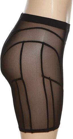 Azhong المرأة جوارب مثيرة شبكة السراويل انظر من خلال طماق قصيرة ملابس السباحة عالية الخصر Bodycon منظور سراويل قصيرة in Kuwait