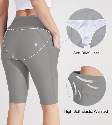 Libin Women's 12" High Waisted Long Swim Shorts UPF50+ Board Shorts Tummy Control Quick Dry with Pockets in Saudi Arabia