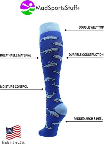 جوارب MadSportsStuff Happy Blue Whales Athletic فوق الساق in Kuwait