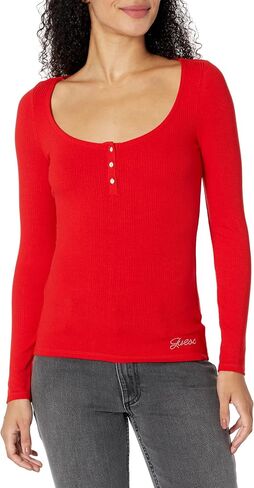 GUESS Women's Long Sleeve Karlee Jewel Button Henley in Saudi Arabia