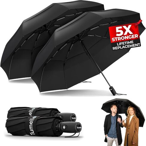 Unbreakable Windproof Travel Umbrella (Compact, Superior & Beautiful), Small Strong but Light Portable and Automatic Folding Rain Umbrella, Durable Premium Grip, Fits Car & Backpack in Saudi Arabia