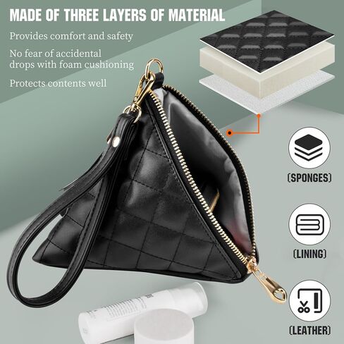 Leather Quilted Triangle Wristlet Clutch Purse Handbag - Pyramid Evening Cocktail Wallet Tassel Charm in Saudi Arabia