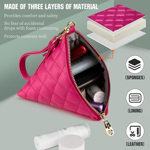 Leather Quilted Triangle Wristlet Clutch Purse Handbag - Pyramid Evening Cocktail Wallet Tassel Charm in Saudi Arabia