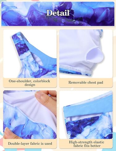 Girls Swimsuit 2 Piece One Shoulder Cutout Girls Bikini Top High Waisted Bottom Bathing Suits for Teen Girls in Saudi Arabia