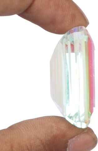 REAL-GEMS 76.95 Ct White Mystic Topaz Emerald Shaped Gemstone Used for Jewelry Crafting in Saudi Arabia