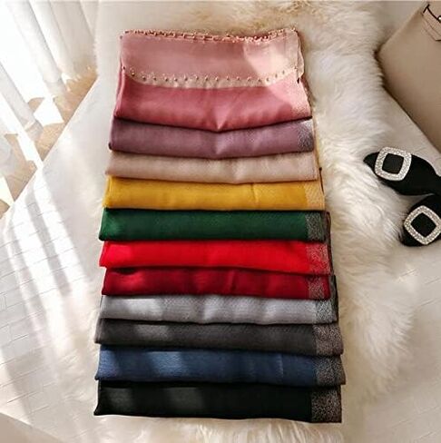 HURESON Womens Lightweight Scarves Silk Wool Scarf for Dresses Shawls Wraps Beach Blanket Shawl for All Year Round in Saudi Arabia