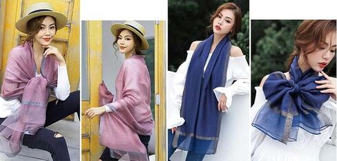HURESON Womens Lightweight Scarves Silk Wool Scarf for Dresses Shawls Wraps Beach Blanket Shawl for All Year Round in Saudi Arabia