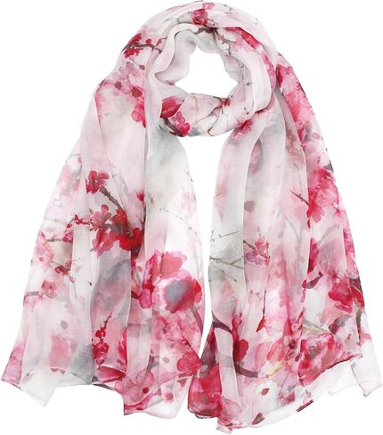 ANDANTINO 100% Silk Chiffon Long Scarf for Women Large Shawls for Headscarf and Neck- Oblong Hair Wraps with Gift Packed in Saudi Arabia