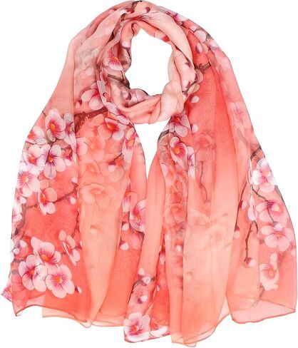 ANDANTINO 100% Silk Chiffon Long Scarf for Women Large Shawls for Headscarf and Neck- Oblong Hair Wraps with Gift Packed in Saudi Arabia