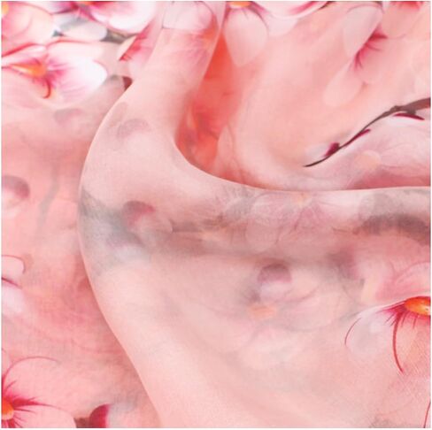 ANDANTINO 100% Silk Chiffon Long Scarf for Women Large Shawls for Headscarf and Neck- Oblong Hair Wraps with Gift Packed in Saudi Arabia