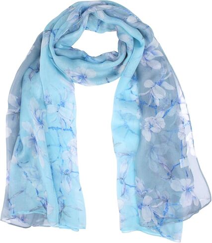 ANDANTINO 100% Silk Chiffon Long Scarf for Women Large Shawls for Headscarf and Neck- Oblong Hair Wraps with Gift Packed in Saudi Arabia