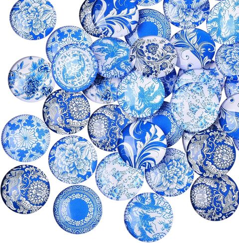 BEEFLYING 280 pcs Kaleidoscope Cabochons Half Round Glass Cabochons Floral Glass Cabochons Flatback Dome Cabochons for Jewelry Making in Kuwait