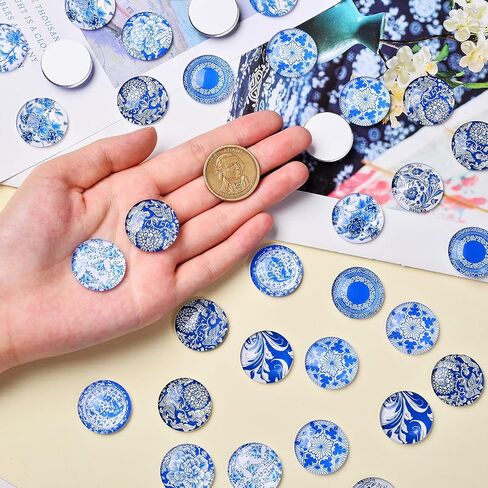 BEEFLYING 280 pcs Kaleidoscope Cabochons Half Round Glass Cabochons Floral Glass Cabochons Flatback Dome Cabochons for Jewelry Making in Kuwait