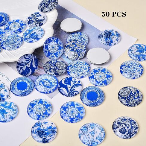 BEEFLYING 280 pcs Kaleidoscope Cabochons Half Round Glass Cabochons Floral Glass Cabochons Flatback Dome Cabochons for Jewelry Making in Kuwait