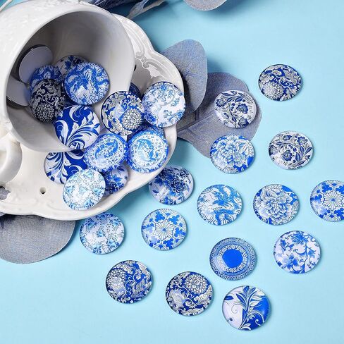 BEEFLYING 280 pcs Kaleidoscope Cabochons Half Round Glass Cabochons Floral Glass Cabochons Flatback Dome Cabochons for Jewelry Making in Kuwait