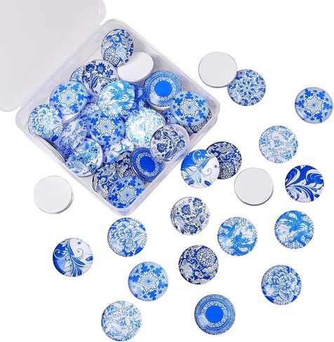 BEEFLYING 280 pcs Kaleidoscope Cabochons Half Round Glass Cabochons Floral Glass Cabochons Flatback Dome Cabochons for Jewelry Making in Kuwait