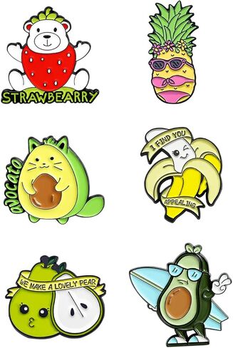 6 Cute Cartoon Fruit Pins for Kids - Enamel Pins for Backpacks Funny Pins for Jackets Enamel Lapel Pin Set for Hat Bookbags in Saudi Arabia
