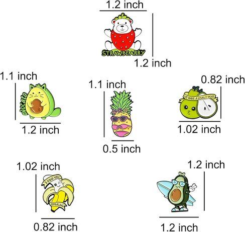 6 دبابيس فواكه كرتونية لطيفة للأطفال - دبابيس المينا لحقائب الظهر، دبابيس مضحكة للسترات، مجموعة دبابيس المينا لحقائب الكتب للقبعة in Kuwait