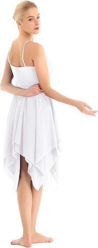 CHICTRY Women's Spaghetti Irregular Ballet Dance Skirt Dress Chiffon Lyrical Swing Party Dress in Saudi Arabia