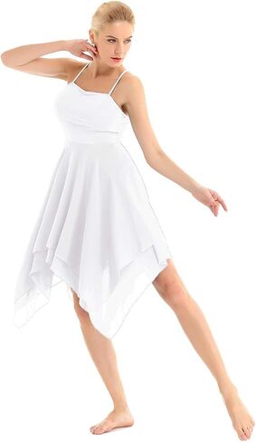 CHICTRY Women's Spaghetti Irregular Ballet Dance Skirt Dress Chiffon Lyrical Swing Party Dress in Saudi Arabia