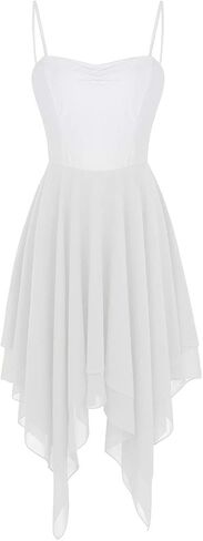 CHICTRY Women's Spaghetti Irregular Ballet Dance Skirt Dress Chiffon Lyrical Swing Party Dress in Saudi Arabia