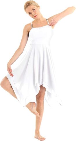 CHICTRY Women's Spaghetti Irregular Ballet Dance Skirt Dress Chiffon Lyrical Swing Party Dress in Saudi Arabia