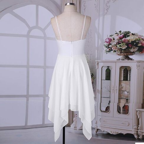 CHICTRY Women's Spaghetti Irregular Ballet Dance Skirt Dress Chiffon Lyrical Swing Party Dress in Saudi Arabia
