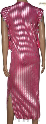 Egyptian Belly Dance Nancy Stretchy Folkloric Dancing Outfit Galabeya Oriental Abaya Dress Dresses Costume Baladi Saidi Fallahi Carnival Sequins Women (Fushia x Silver) Handmade Bellydance in Saudi Arabia