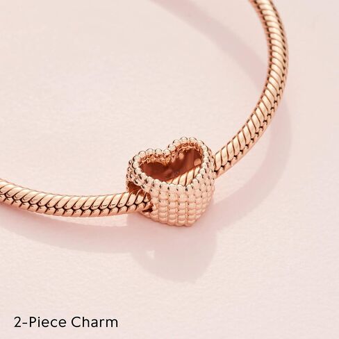 Pandora Jewelry Beaded Heart Rose Charm, With Gift Box in Saudi Arabia