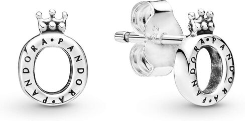 باندورا اقراط من الفضة الاسترلينية على شكل تاج مصقول على شكل حرف O in Kuwait