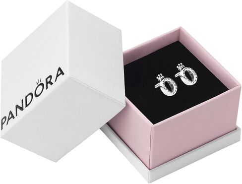 باندورا اقراط من الفضة الاسترلينية على شكل تاج مصقول على شكل حرف O in Kuwait