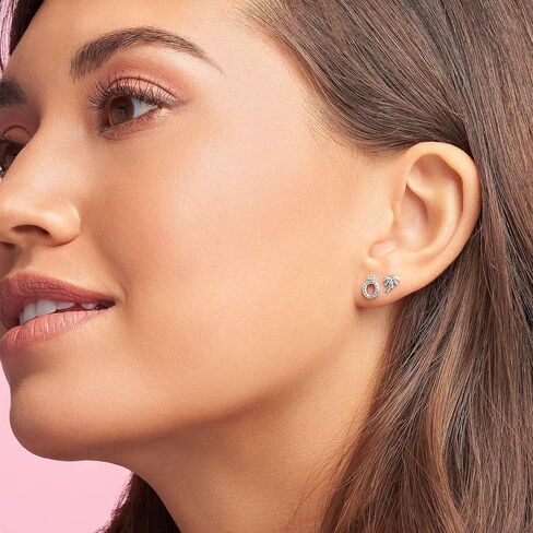 باندورا اقراط من الفضة الاسترلينية على شكل تاج مصقول على شكل حرف O in Kuwait