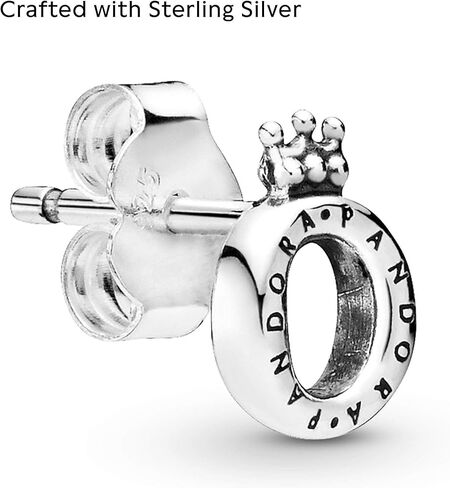 باندورا اقراط من الفضة الاسترلينية على شكل تاج مصقول على شكل حرف O in Kuwait