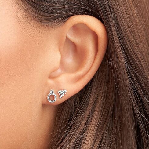 باندورا اقراط من الفضة الاسترلينية على شكل تاج مصقول على شكل حرف O in Kuwait