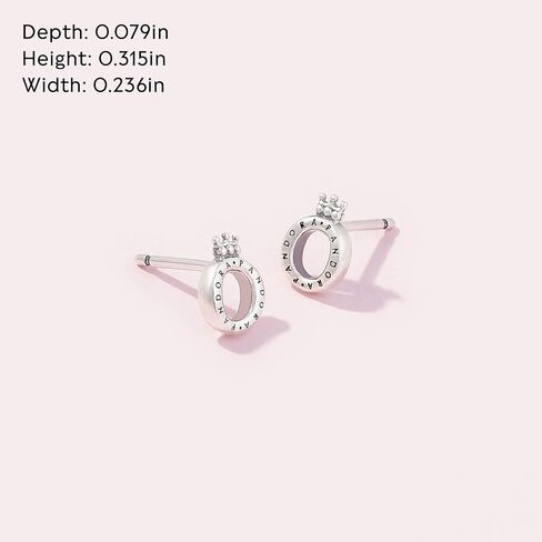 باندورا اقراط من الفضة الاسترلينية على شكل تاج مصقول على شكل حرف O in Kuwait