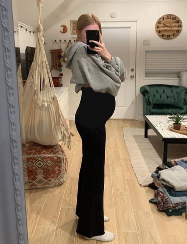 Maternity Flare Pants Over The Belly/Stretchy Palazzo Bell Bottom Leggings Yoga in Saudi Arabia