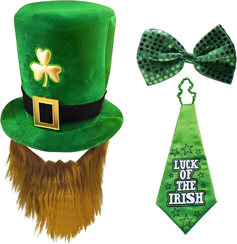 St. Patrick’s Day Leprechaun Hat Green St Patricks Day Shamrock Hat for Women Men Green Irish Top Hat Accessories in Kuwait
