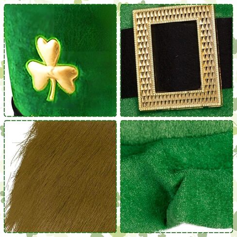 St. Patrick’s Day Leprechaun Hat Green St Patricks Day Shamrock Hat for Women Men Green Irish Top Hat Accessories in Kuwait