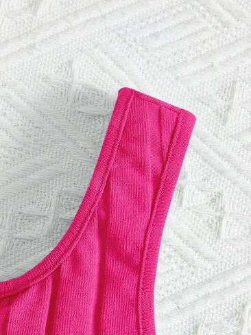 OYOANGLE Girl's 2 Piece Outfits Sleeveless Rib Knit Notched Neck Crop Tank Top and Shorts Set Tracksuit in Saudi Arabia