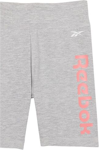 Reebok Girls' 2-Piece Activewear Clothing Set-Long Sleeve Top + Biker/Yoga Gym Shorts, Powder Pink, 7 in Saudi Arabia