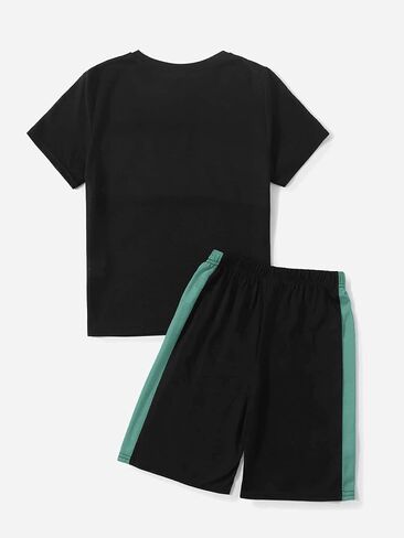 SOLY HUX Boy's Letter Graphic Colorblock Tee and Track Shorts 2 Piece Outfit in Saudi Arabia