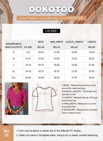 Dokotoo Womens Summer Tops 2024 Trendy V Neck Hollow Out Crochet Button Down Shirts Puff Sleeves Blouses in Saudi Arabia